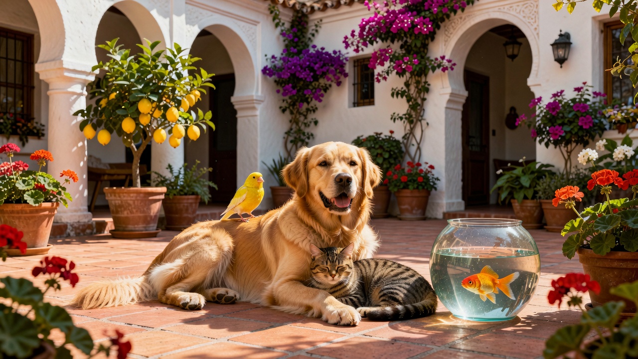 Mascotas diversas juntas